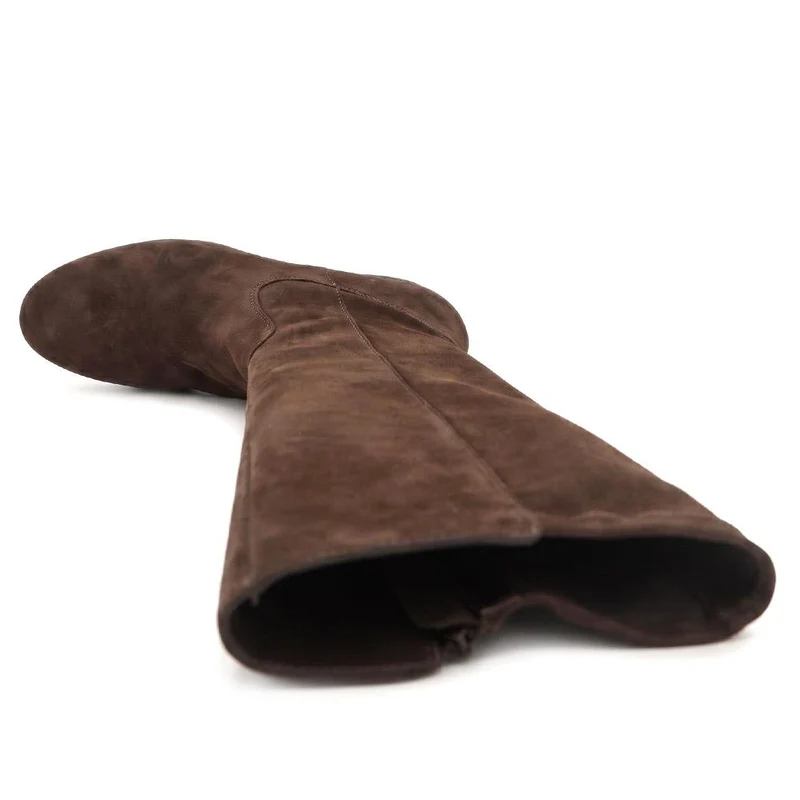 Emberly Wide Fit Leather Stretch Long Boots - EMBERLYWIDE / 329 792 - Choco Suede