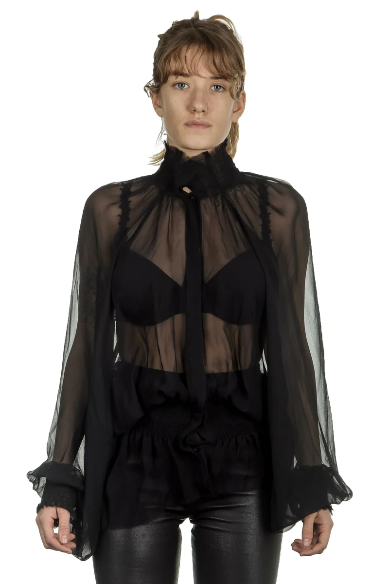 Ann Demeulemeester Damen Bluse schwarz transparent
