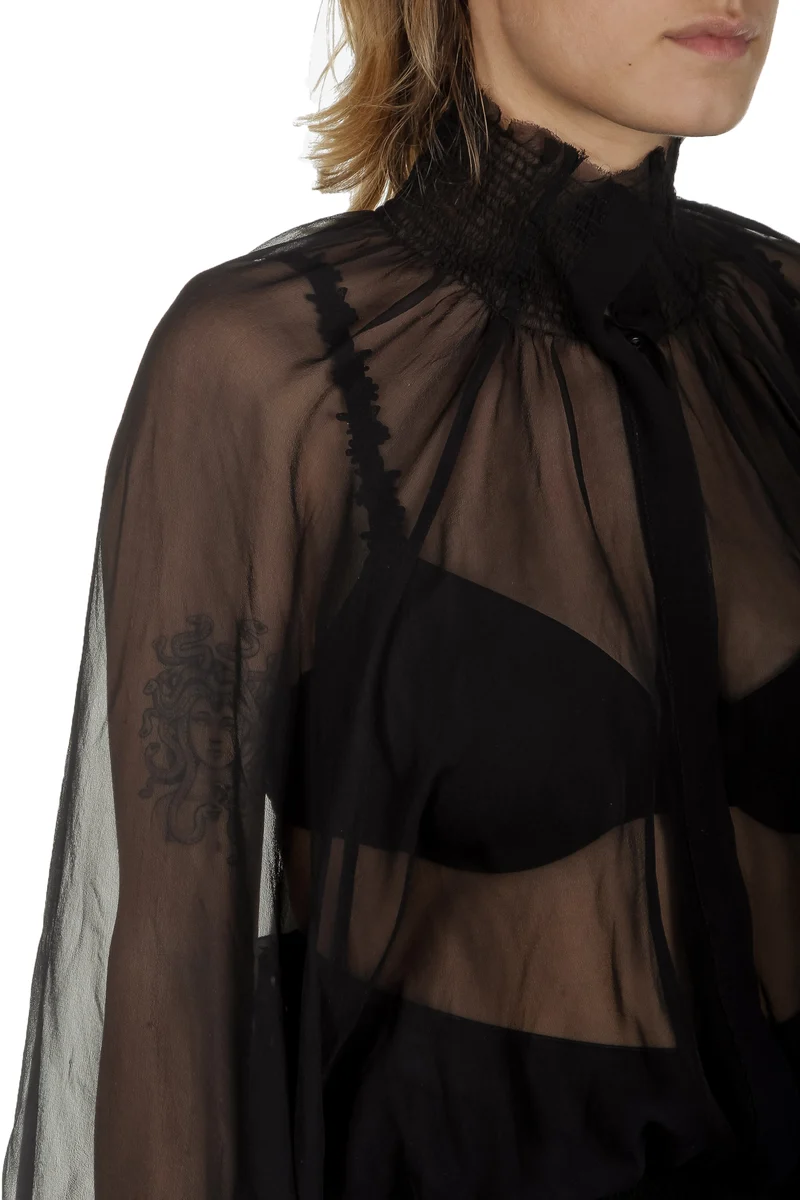 Ann Demeulemeester Damen Bluse schwarz transparent