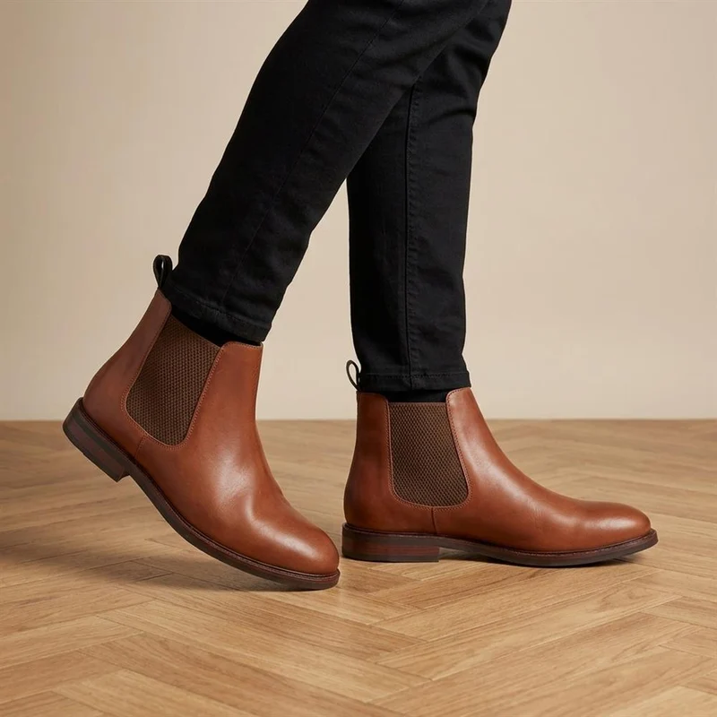Debden Wide Fit Leather Chelsea Boots - DEBDENWIDE / 329 951 - Tan Nubuck