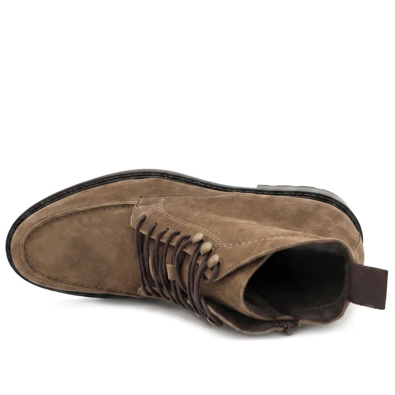 Endric Leather Lace Up Boots - ENDRIC / 330 100 - Taupe Suede