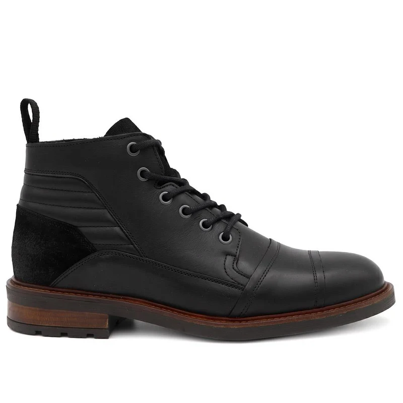 Everett Wide Fit Leather Boots - EVERETT / 330 101 - Black Leather