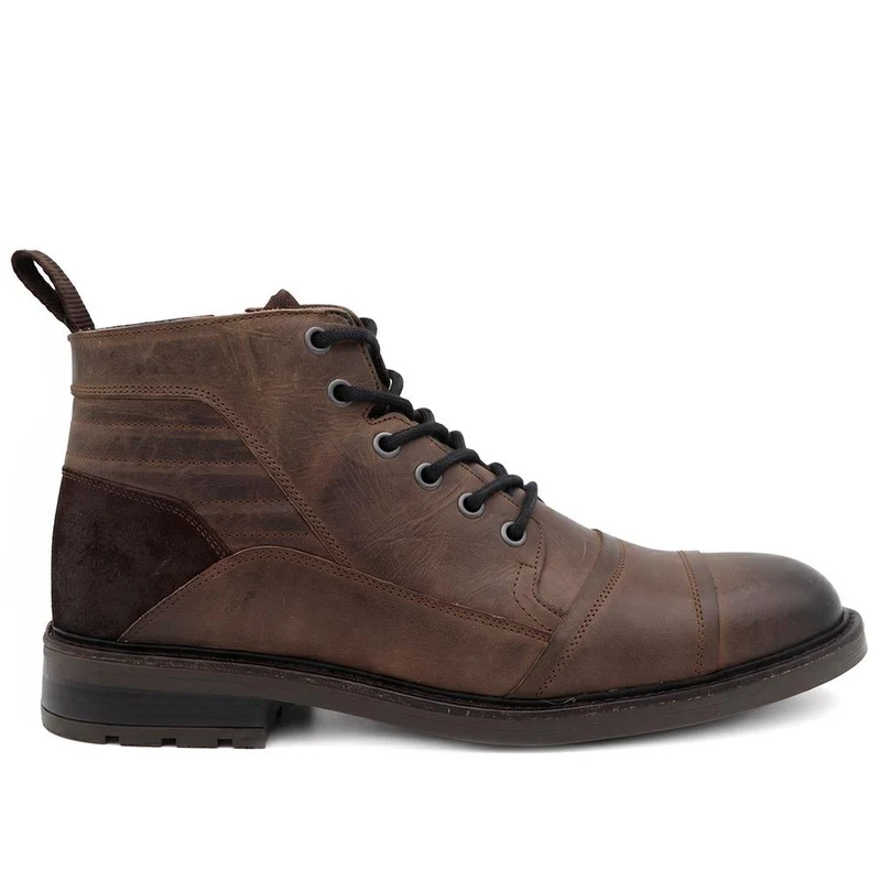 Everett Wide Fit Leather Boots - EVERETT / 330 101 - Dark Brown