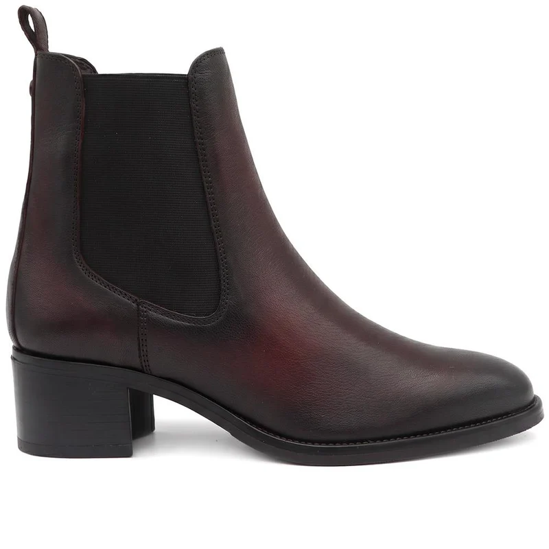 Karlee Leather Slip-In Ankle Boots - KARLEE / 327 776 - Burgundy