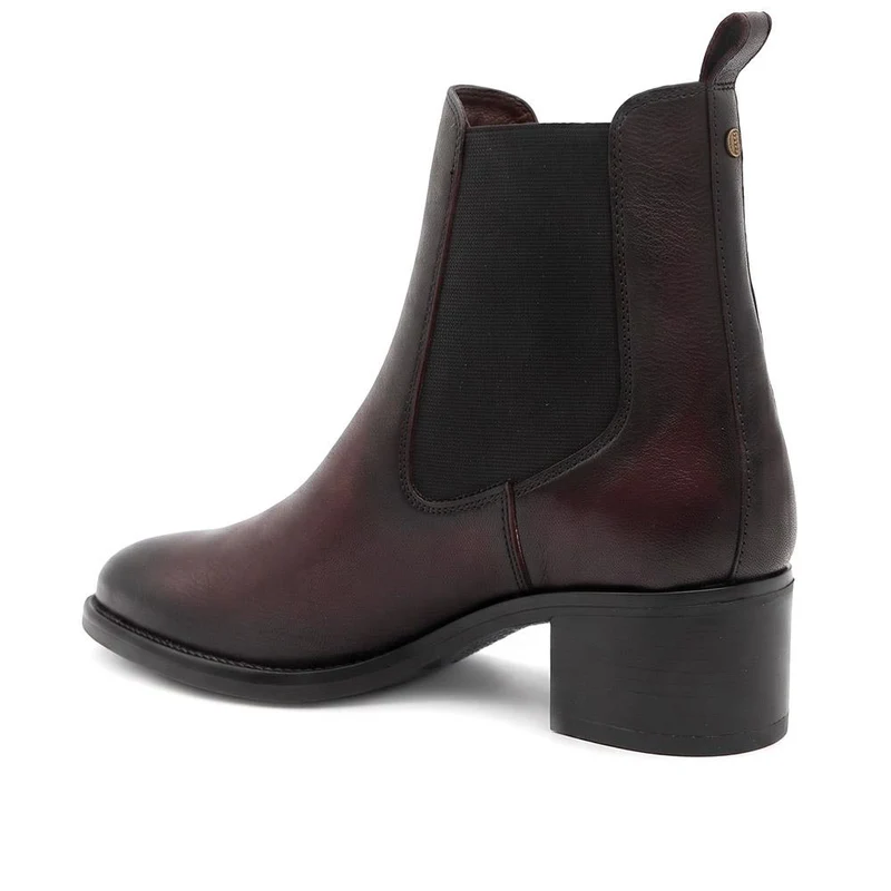 Karlee Leather Slip-In Ankle Boots - KARLEE / 327 776 - Burgundy