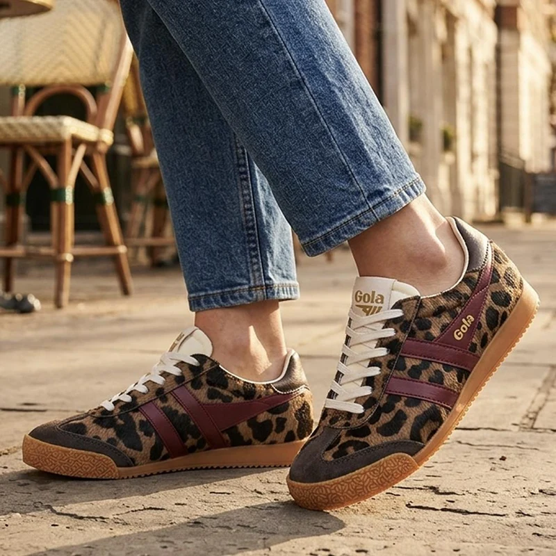 Gola Elan Savanna Lace Fastening Leather Trainers - JAC43507 / 328 799 - Tan Cow Print