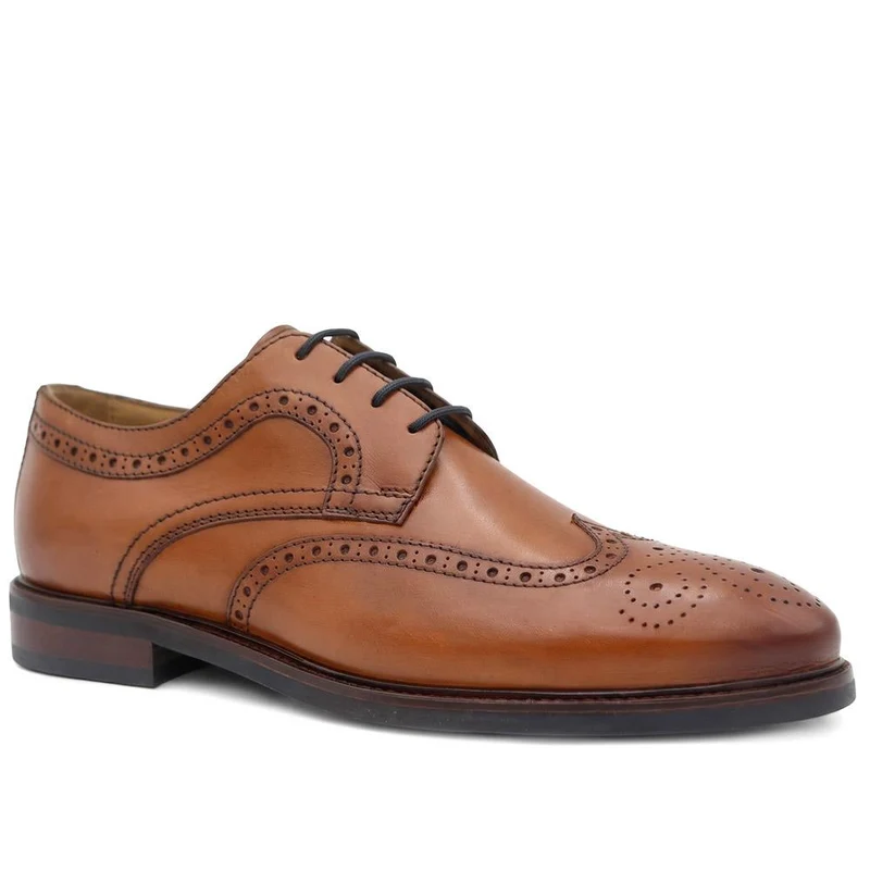 Longwood Wide Fit Leather Brogues - LONGWOODWIDE / 329 987 - Tan Leather
