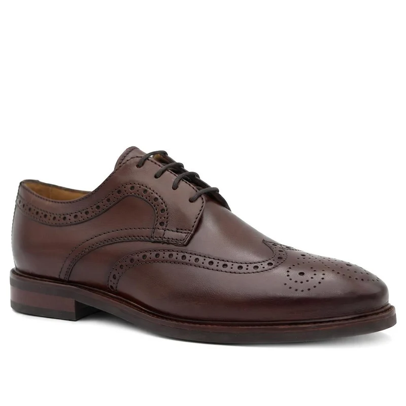 Longwood Wide Fit Leather Brogues - LONGWOODWIDE / 329 987 - Chestnut