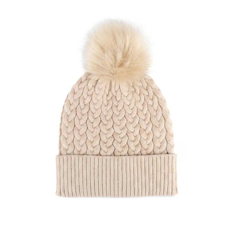 Valkyrie Soft Knitted Pom Hat & Scarf Set - VALKYRIE / 329 933 - Sand