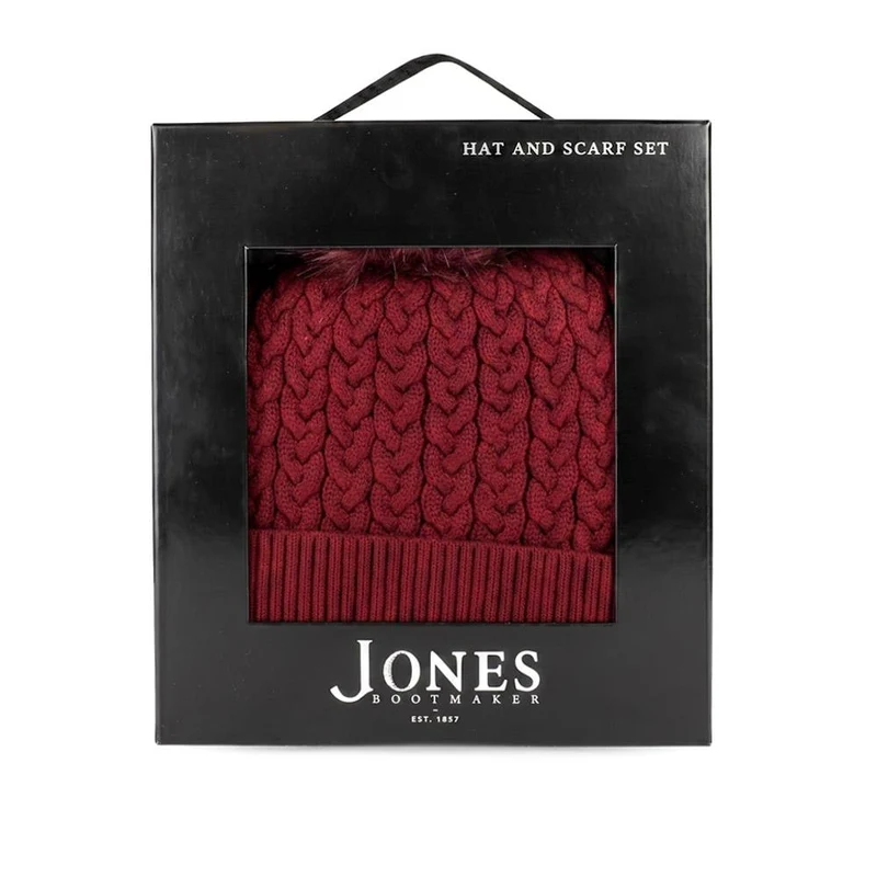 Valkyrie Soft Knitted Pom Hat & Scarf Set - VALKYRIE / 329 933 - Burgundy
