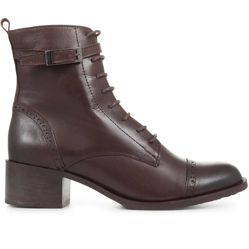 Madie Heeled Leather Ankle Boots - MADIE / 320 433 - Chocolate
