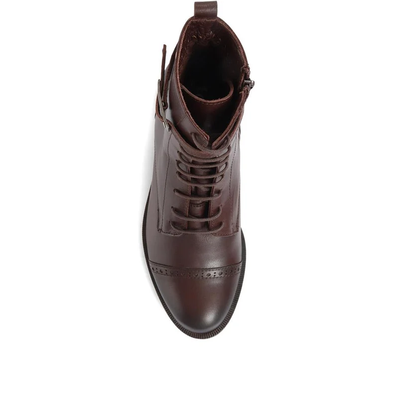 Madie Heeled Leather Ankle Boots - MADIE / 320 433 - Chocolate