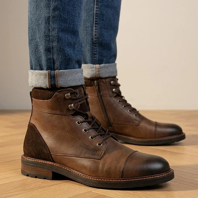 Dusseldorf Leather Lace-Up Boots - DUSSELDORF / 323 686 - Tan