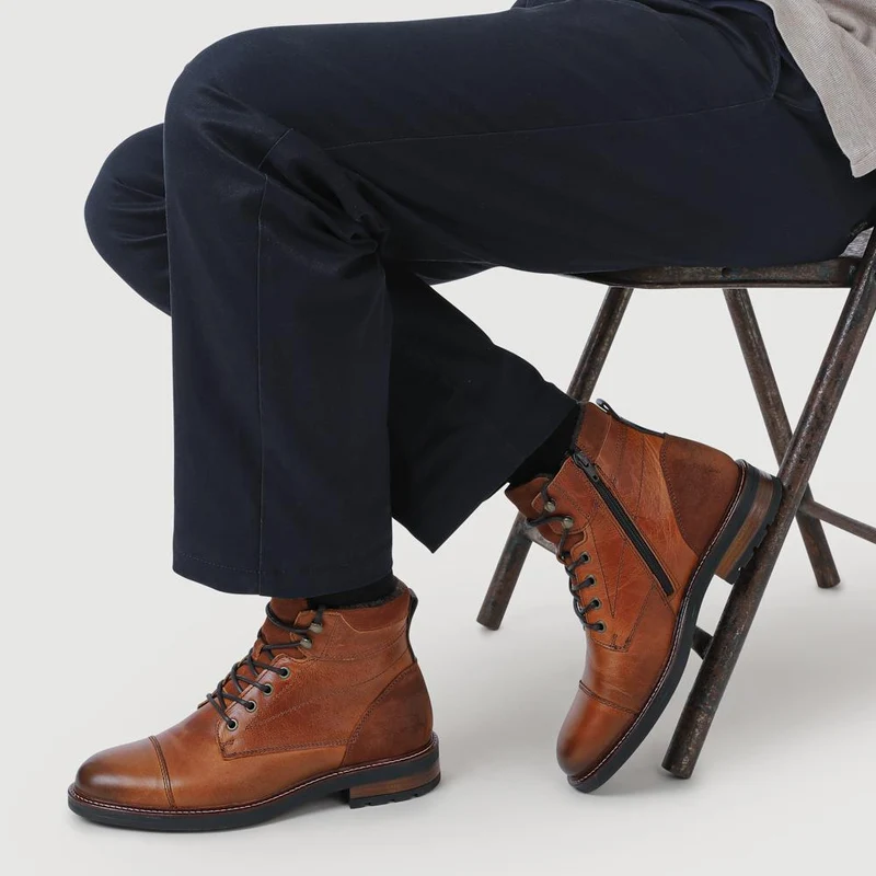 Dusseldorf Leather Lace-Up Boots - DUSSELDORF / 323 686 - Tan