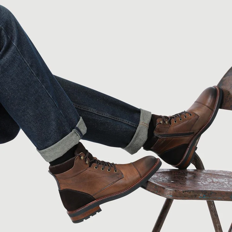Dusseldorf Leather Lace-Up Boots - DUSSELDORF / 323 686 - Brown