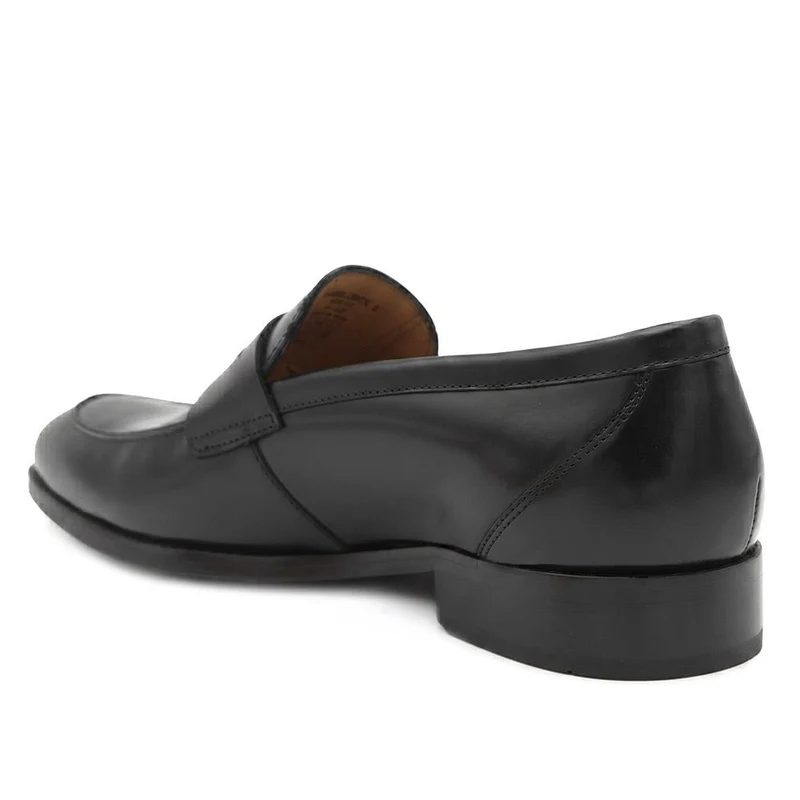 Russell Wide Fit Leather Penny Loafers - RUSSELLWIDE / 329 981 - Black Leather