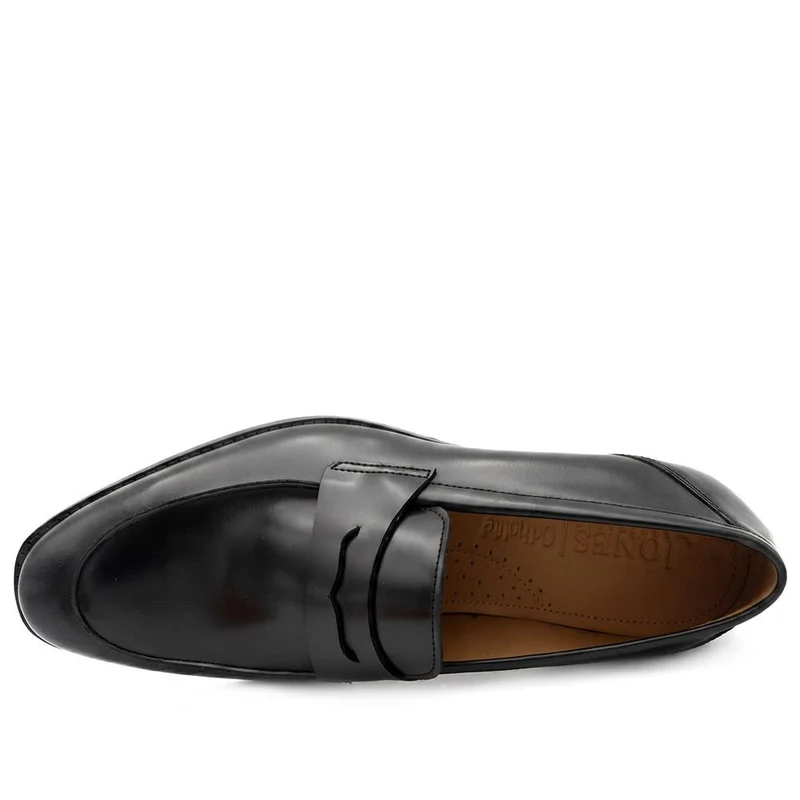 Russell Wide Fit Leather Penny Loafers - RUSSELLWIDE / 329 981 - Black Leather