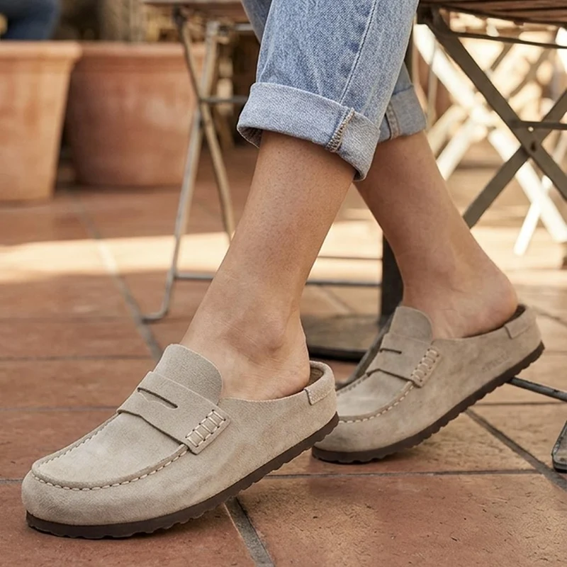 Birkenstock Naples Wrapped Leather Clogs - BIRK44501 / 330 030 - Taupe Suede