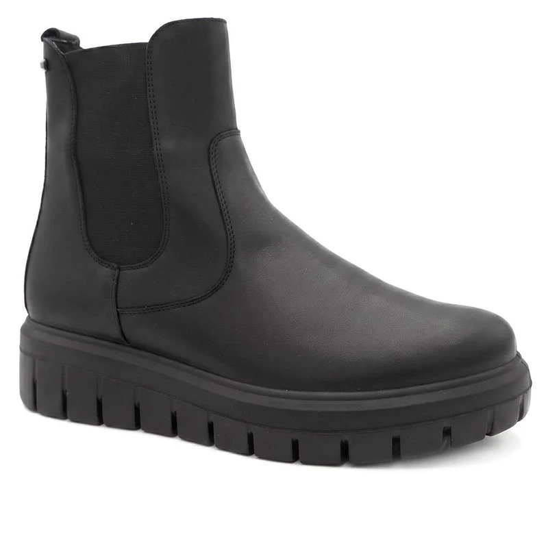 Marbella Leather Platform Heel Ankle Boots - MARBELLA / 330 144 - Black