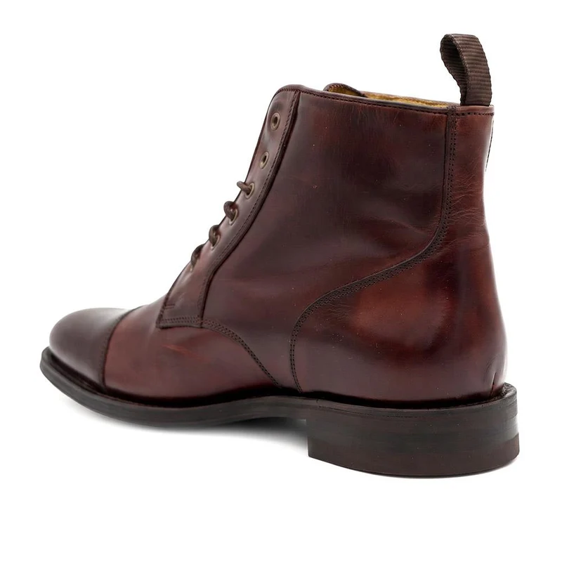 Chalkwell Blake Stitched Leather Lace Up Boots - CHALKWELL / 327 853 - Burgundy