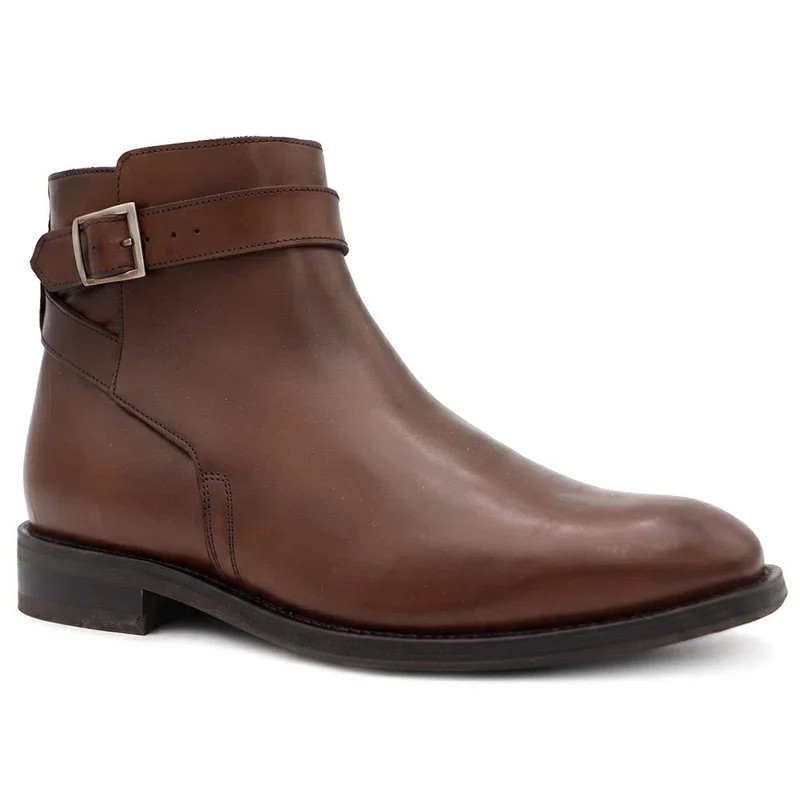 Castellino Smart Leather Ankle Boots w/ Buckle - CASTELLINO / 330 294 - Chestnut