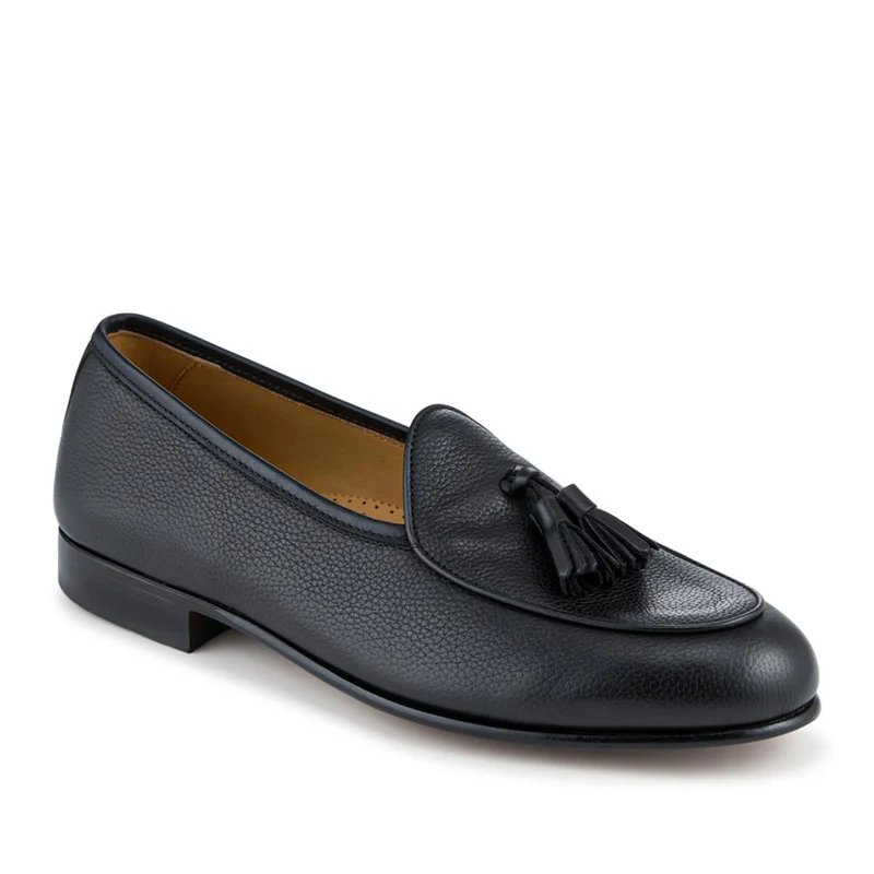 Camillo Smart Leather Tasselled Loafers - CAMILLO / 328 813 - Black Grain