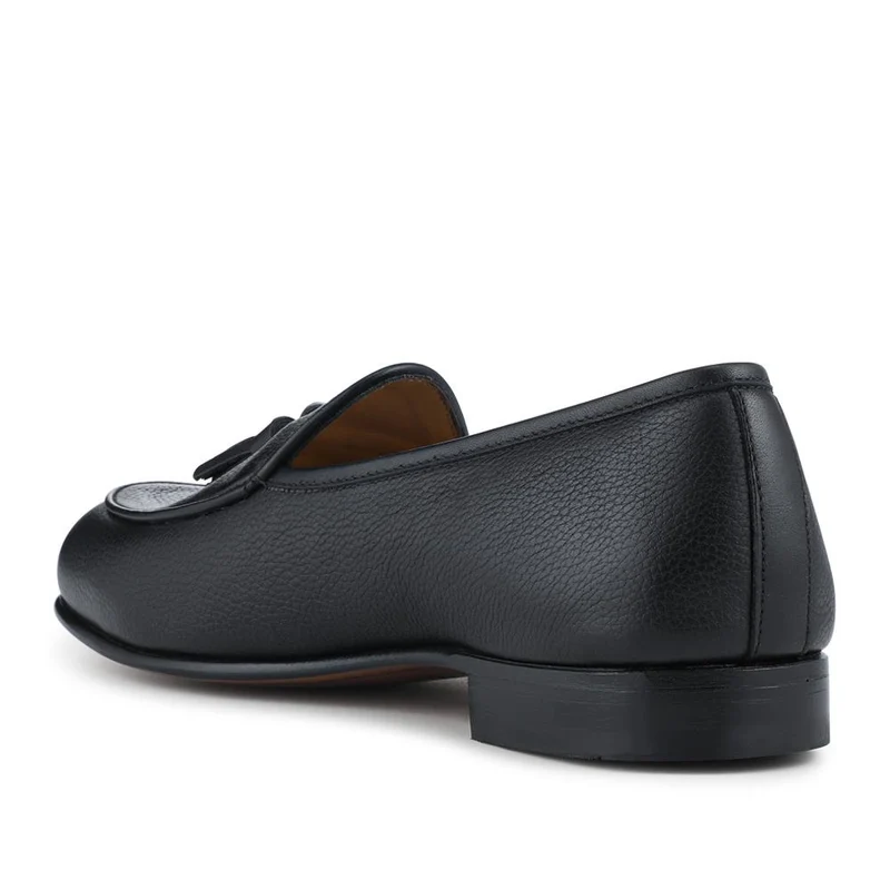 Camillo Smart Leather Tasselled Loafers - CAMILLO / 328 813 - Black Grain