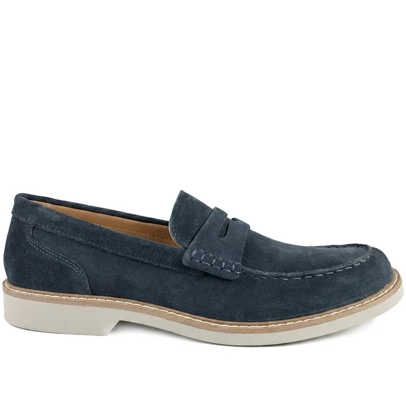 Ryland Wide Fit Leather Loafers - RYLAND / 329 187 - Navy Suede