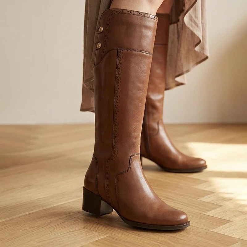 Rachel1 Extra Small Calf Fit Leather Long Boots - RACHEL1XS / 329 793 - Tan Leather