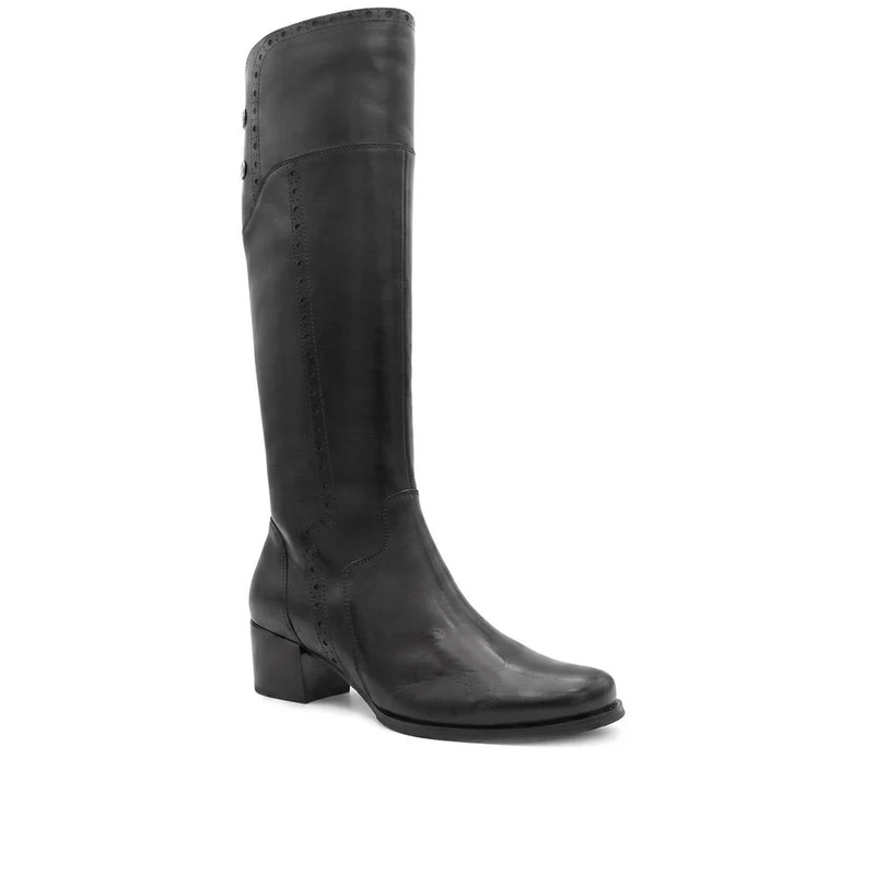 Rachel1 Extra Small Calf Fit Leather Long Boots - RACHEL1XS / 329 793 - Black