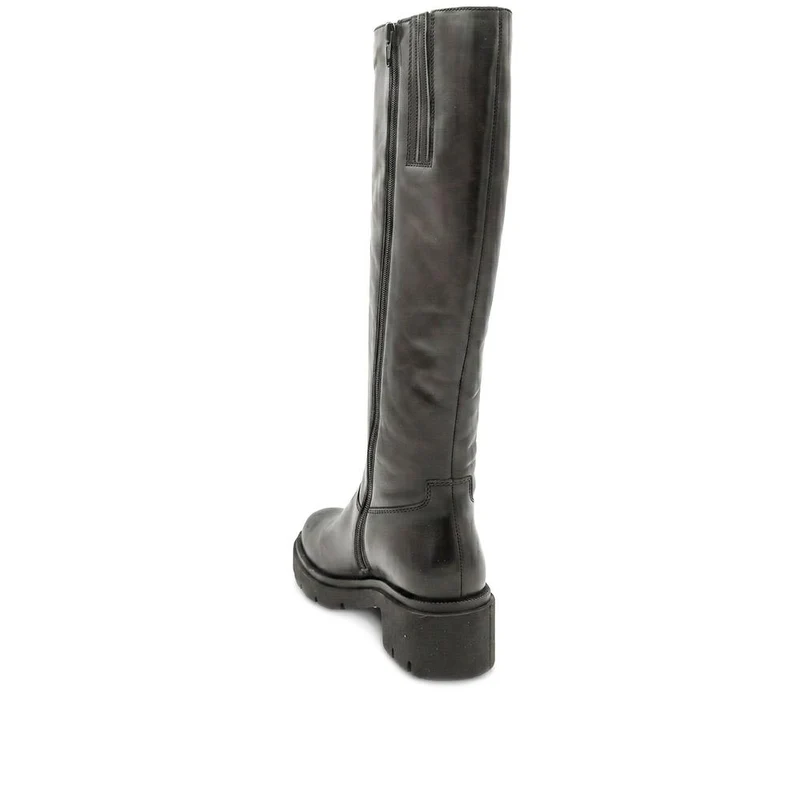 Domino Chunky Leather Long Boots - DOMINO / 328 096 - Brown Leather