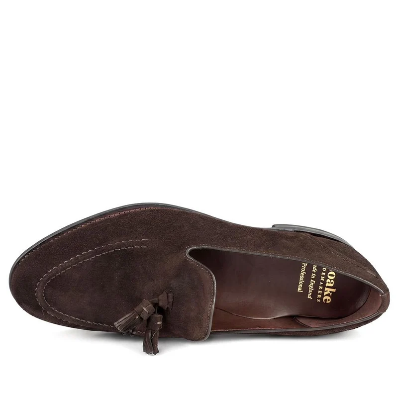 Loake Brunel Wide Fit Tassel Loafers - LOA44500 / 330 534 - Dark Brown Suede