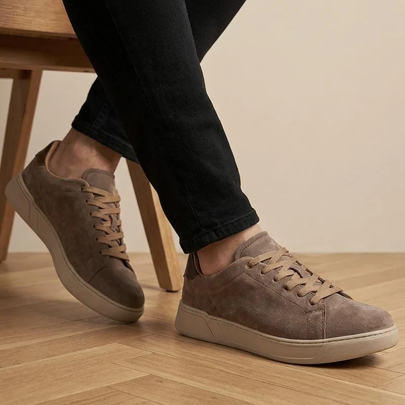 Salvino Leather Lace Up Trainers - SALVINO / 330 215 - Taupe Suede
