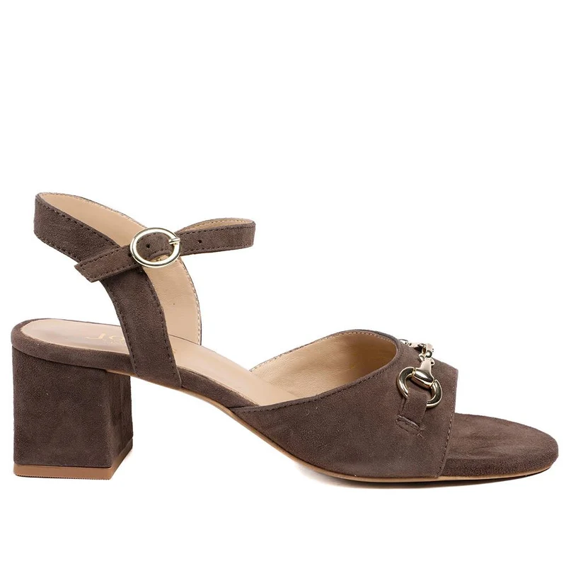 Gianna Leather Mid Block Heel Sandals - GIANNA2 / 329 092 - Chocolate Suede
