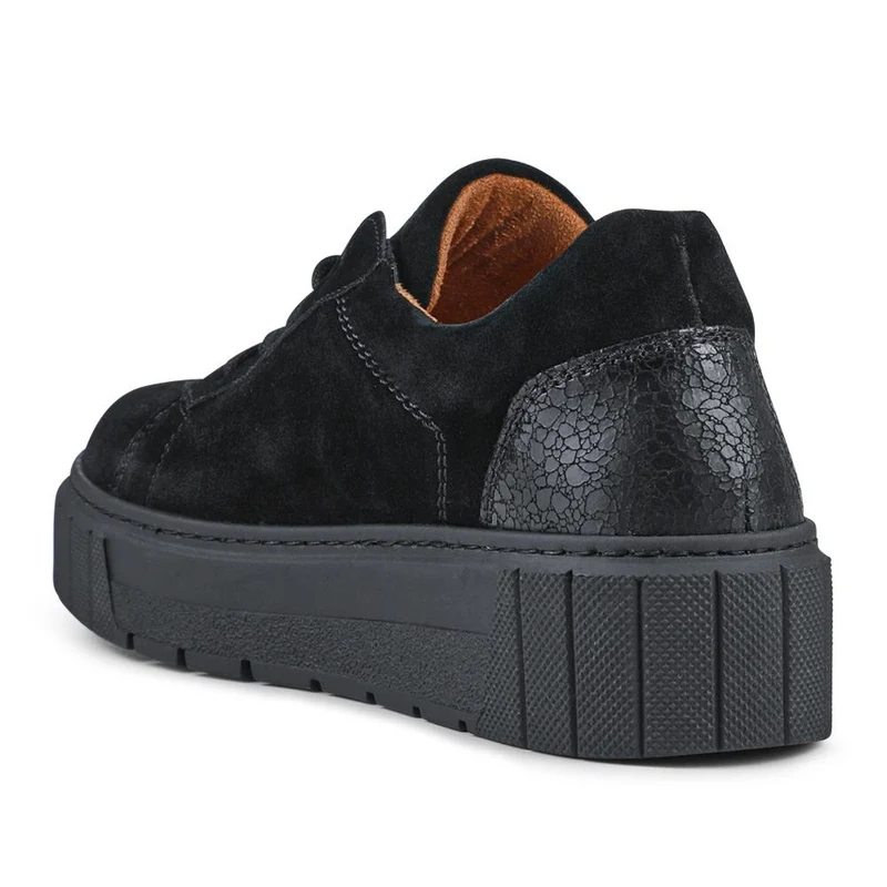 Ferry Wide Fit Leather Platform Trainers - GAB42511 / 328 030 - Black