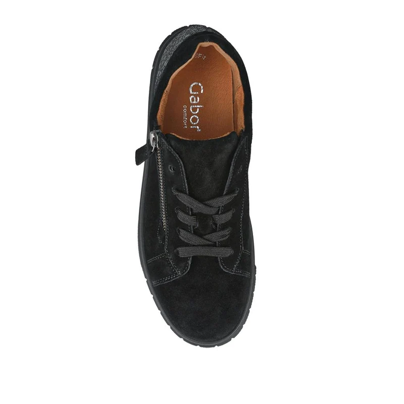 Ferry Wide Fit Leather Platform Trainers - GAB42511 / 328 030 - Black