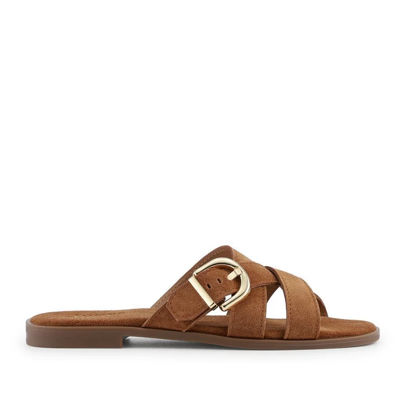 Hylda Smart Suede Leather Mules - HYLDA / 329 198 - Tan Suede