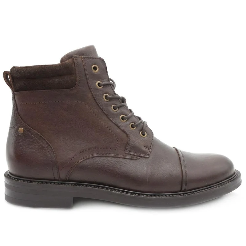 Eugene Leather Lace-Up Boots With Padded Cuff - EUGENE / 328 502