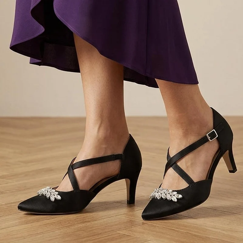 Ysa Leather Stiletto-Heeled Court Shoes - YSA / 327 455 - Black Satin