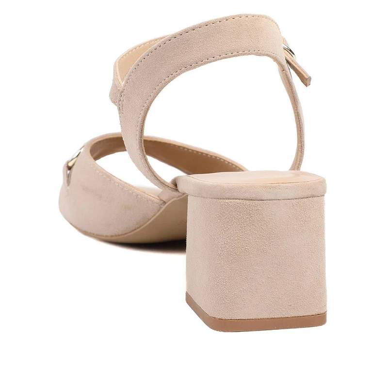 Gianna Leather Mid Block Heel Sandals - GIANNA2 / 329 092 - Beige Suede