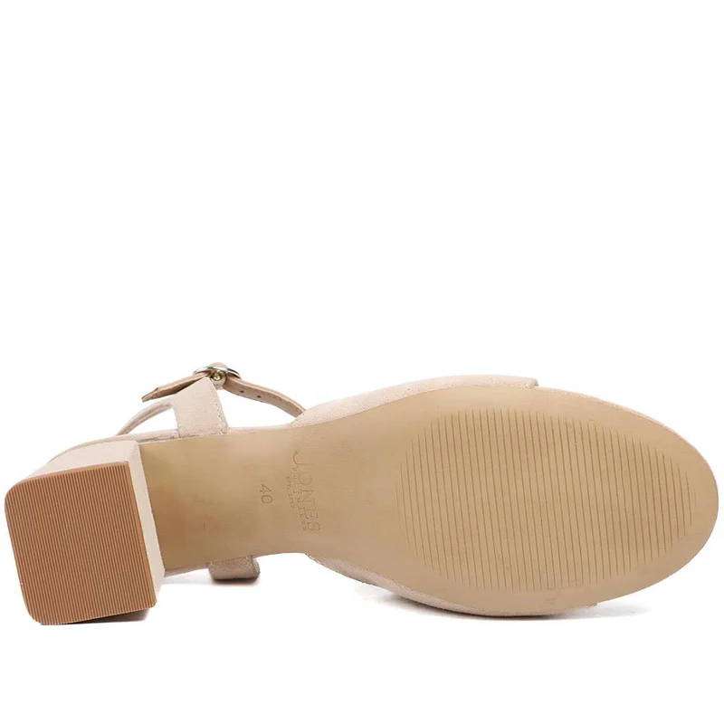 Gianna Leather Mid Block Heel Sandals - GIANNA2 / 329 092 - Beige Suede