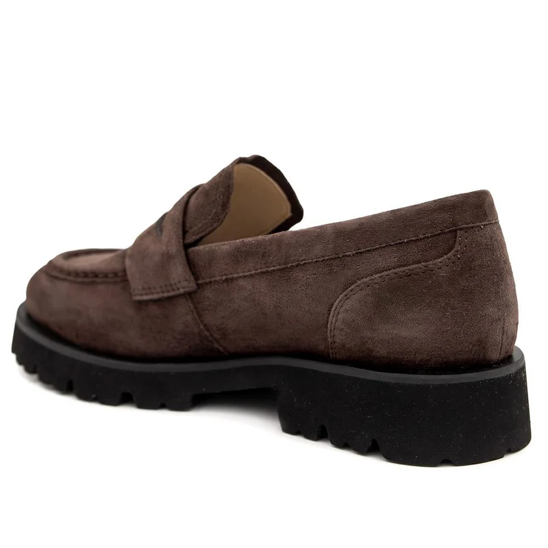Palmela Chunky Leather Penny Loafers - PALMELA / 330 076 - Chocolate Suede
