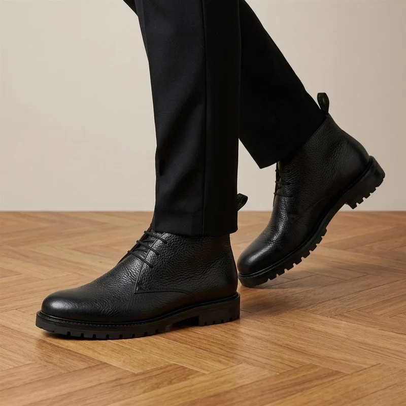 Galvano Leather Cushioned Chukka Boots - GALVANO / 329 982 - Black Grain