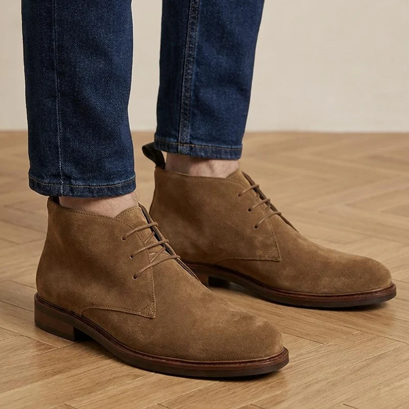 Deacon Wide Fit Suede Leather Chukka Boots - DEACONWIDE / 329 944 - Tan Suede