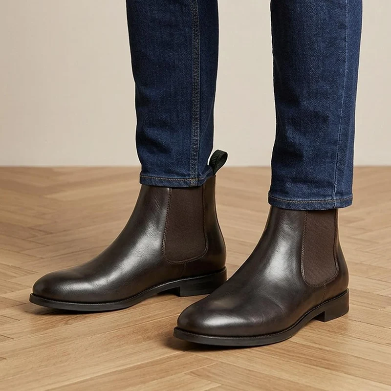 DeakinWide Leather Chelsea Boots - DEAKINWIDE / 329 948 - Dark Brown Leather