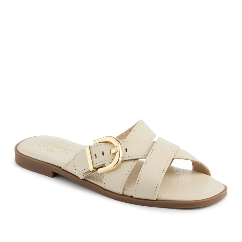 Hylda Smart Suede Leather Mules - HYLDA / 329 198 - Cream Leather