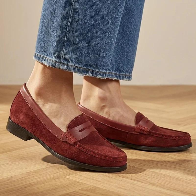 Jones 24/7 TamsynWide Leather Penny Loafers - TAMSYNWIDE / 329 035 - Red Suede