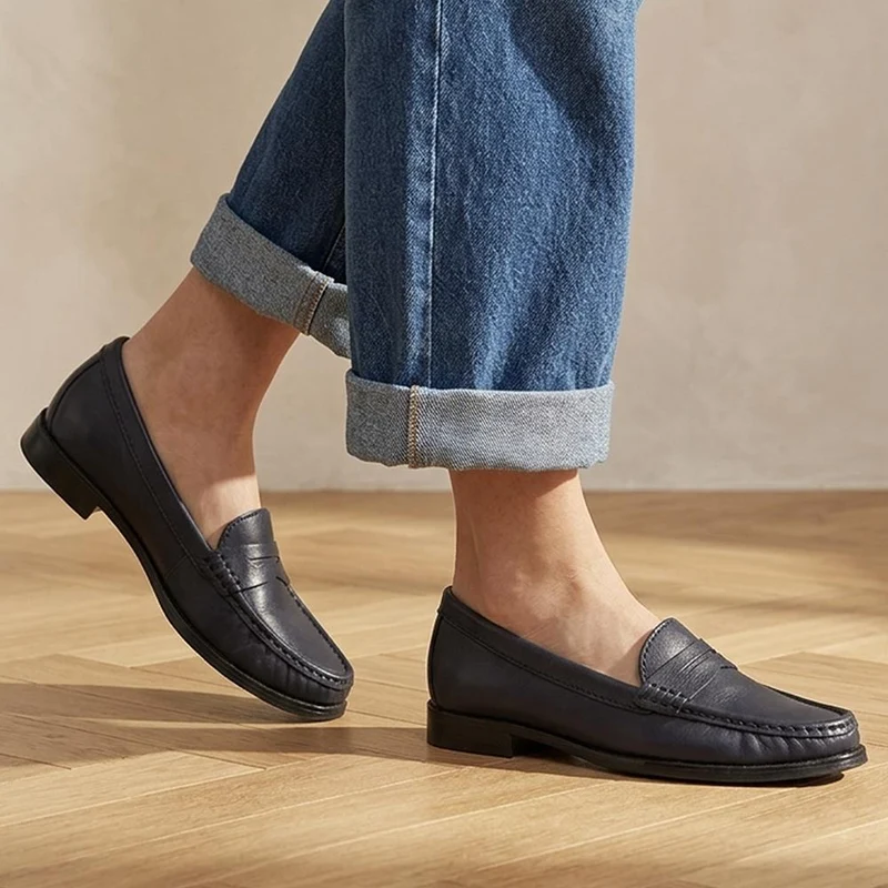 Jones 24/7 TamsynWide Leather Penny Loafers - TAMSYNWIDE / 329 035 - Navy Leather
