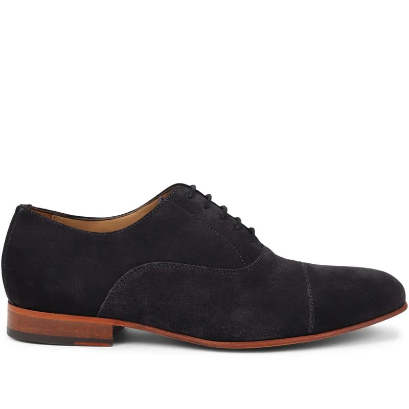 Morpeth Leather Oxford Shoes - MORPETH / 322 592 - Navy Suede