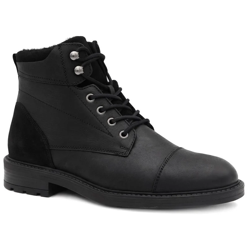 Dusseldorf Leather Lace-Up Boots - DUSSELDORF / 323 686 - Black